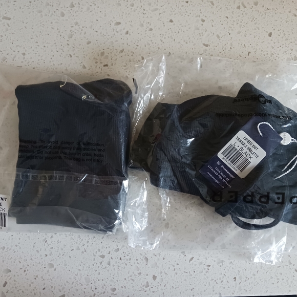 NWT PEPPER Matching SET Rib Knit Micro Modal Bra and Short Black size Large - Picture 3 of 6